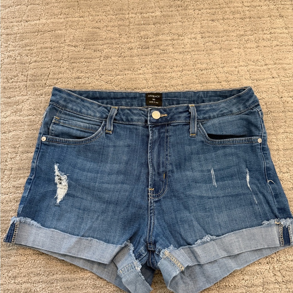 Just Black Distressed Blue Jean Shorts
